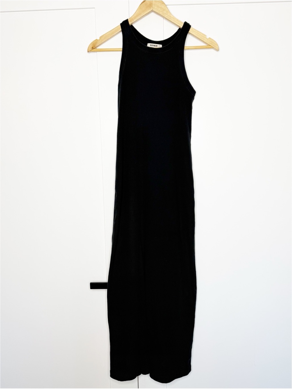 Buck Mason Surplus Ribbed Tank Maxi Dress small black organic cotton minimalist - Picture 6 of 14